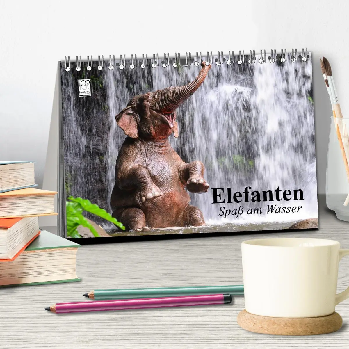 Bild: 9783516010480 | Elefanten. Spaß am Wasser (Tischkalender 2026 DIN A5 quer),...