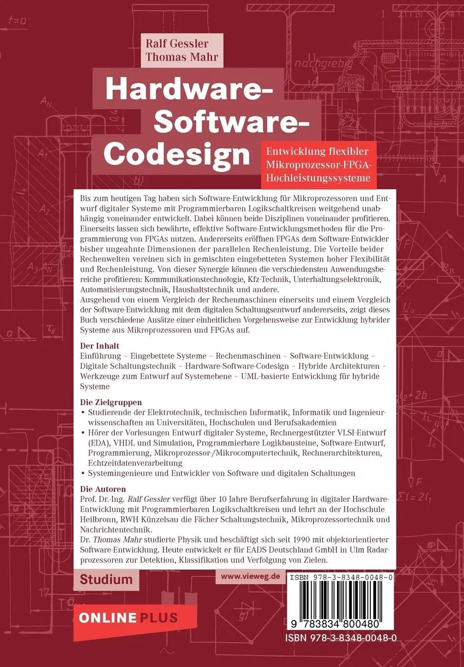 Rückseite: 9783834800480 | Hardware-Software-Codesign | Thomas Mahr (u. a.) | Taschenbuch | xvi