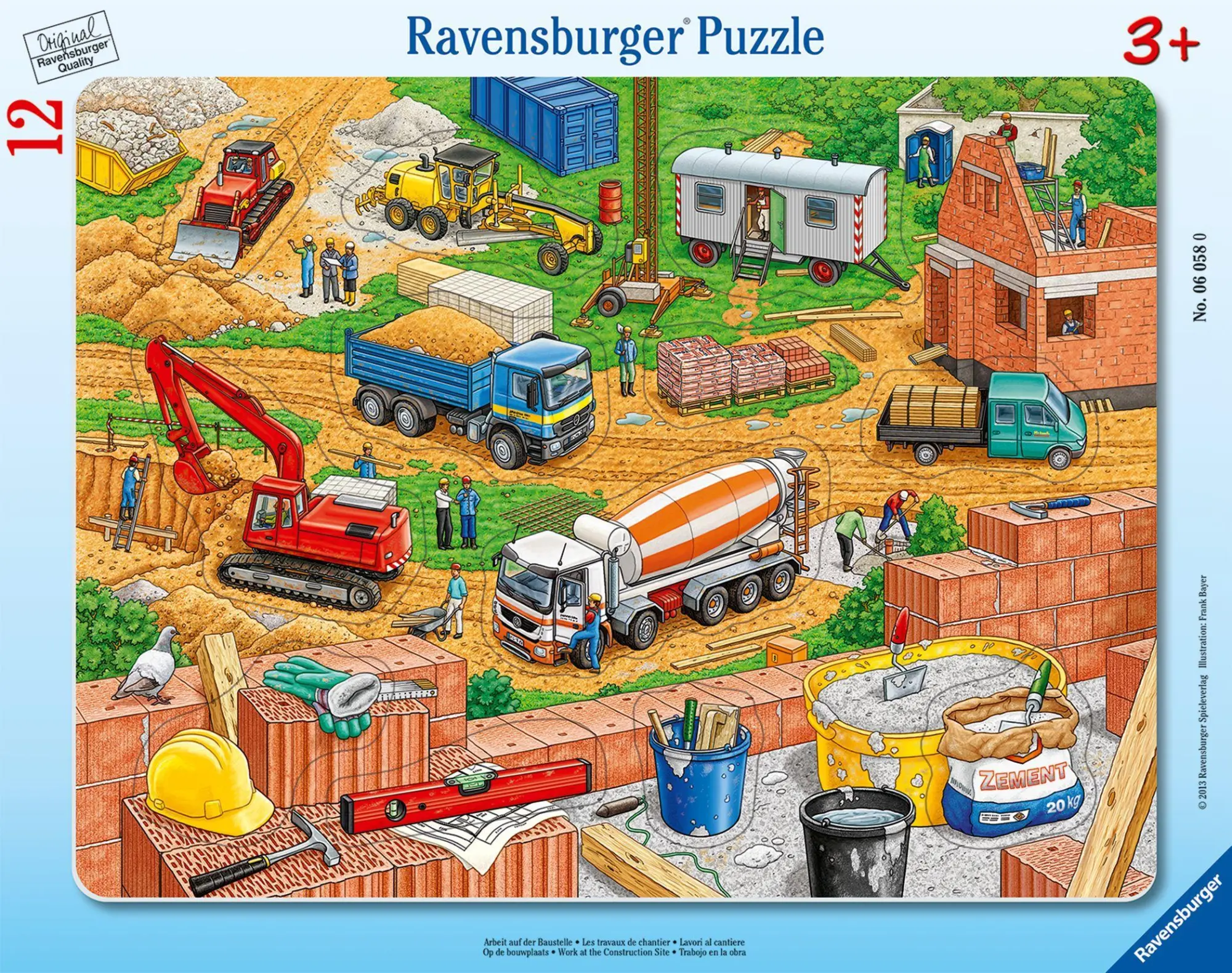 Cover: 4005556060580 | Arbeit auf der Baustelle. Rahmenpuzzle 12 Teile | Spiel | Rahmenpuzzle