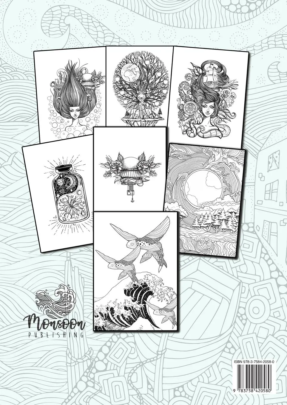 Rückseite: 9783758420580 | Fire Earth Air Water Coloring Book for Adults | Monsoon Publishing