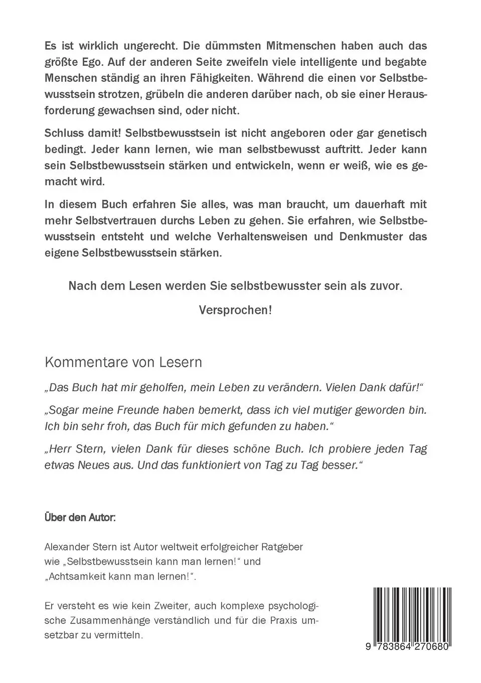 Rückseite: 9783864270680 | Selbstbewusstsein kann man lernen! | Alexander Stern | Taschenbuch