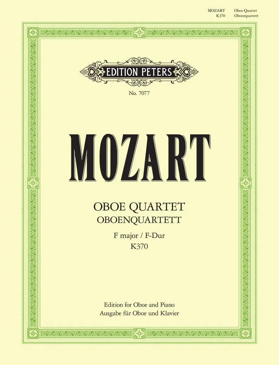 Cover: 9790577080680 | Oboe Quartet in F K370 (368b) (Arranged for Oboe and Piano) | Hodgson