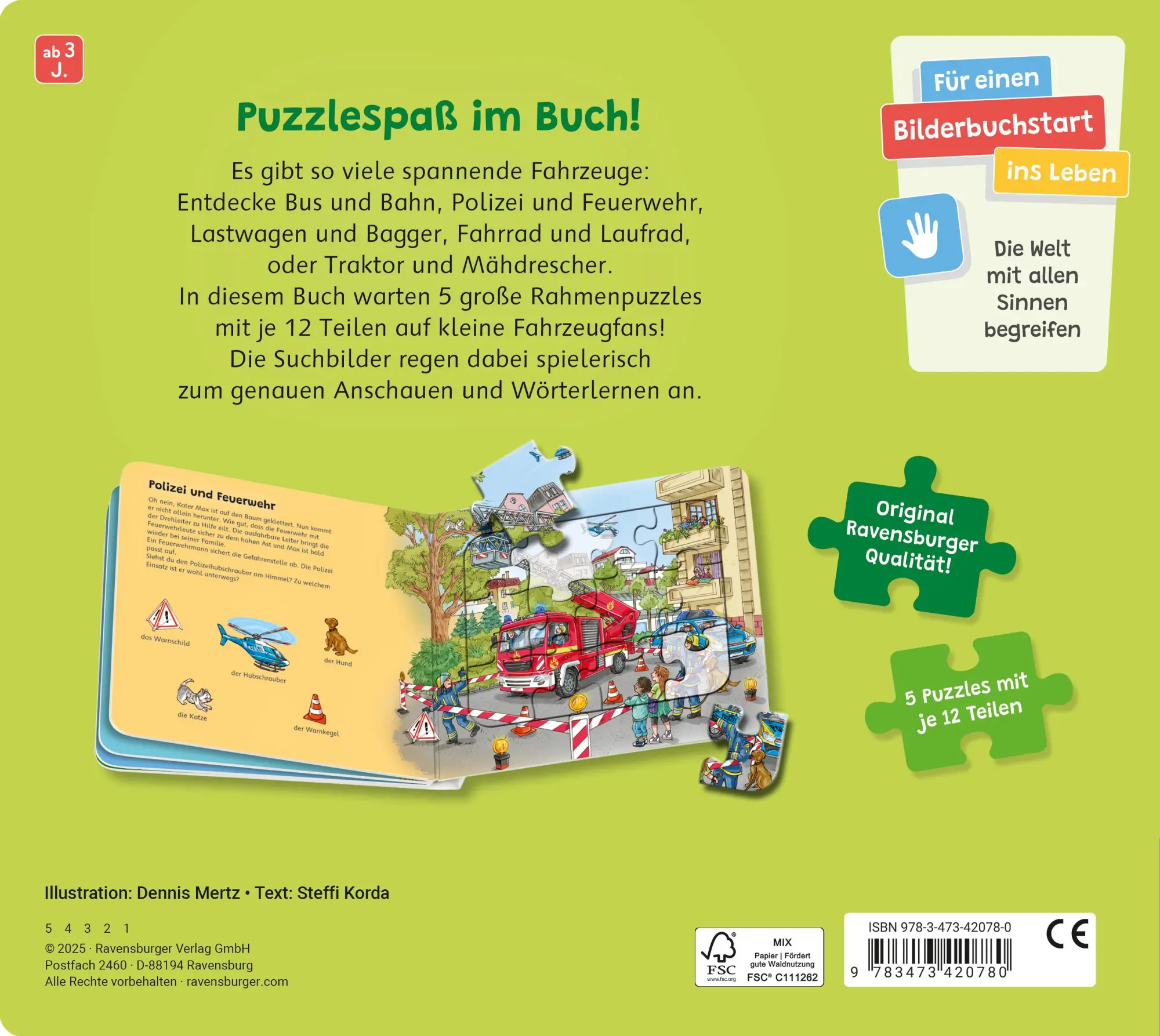 Rückseite: 9783473420780 | Ravensburger ® Puzzle-Buch - Fahrzeuge | Steffi Korda | Buch | 12 S.