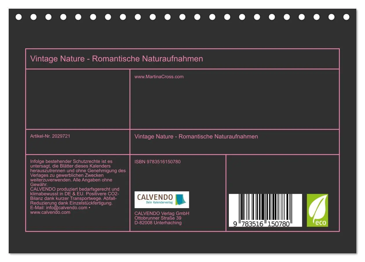 Bild: 9783516150780 | Vintage Nature - Romantische Naturaufnahmen (Tischkalender 2026 DIN...