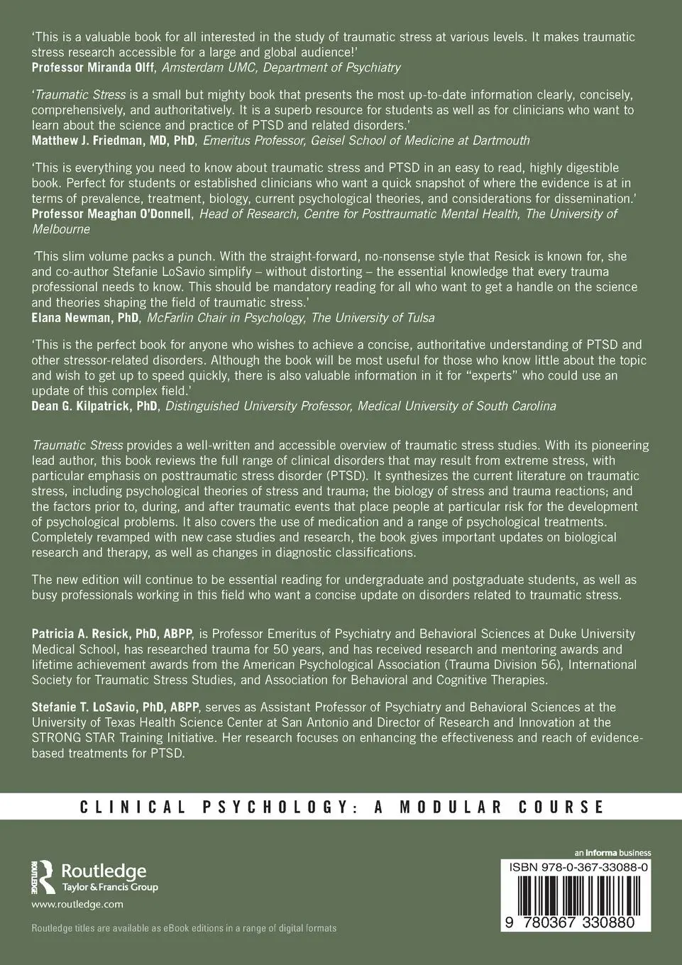 Rückseite: 9780367330880 | Traumatic Stress | Patricia A. Resick (u. a.) | Taschenbuch | Englisch