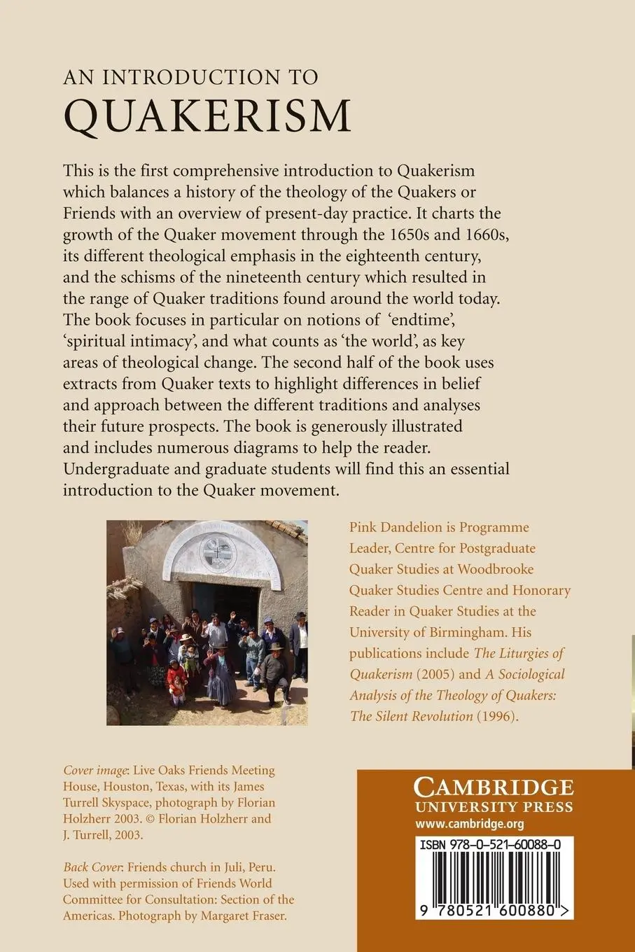 Rückseite: 9780521600880 | An Introduction to Quakerism | Pink Dandelion | Taschenbuch | Englisch