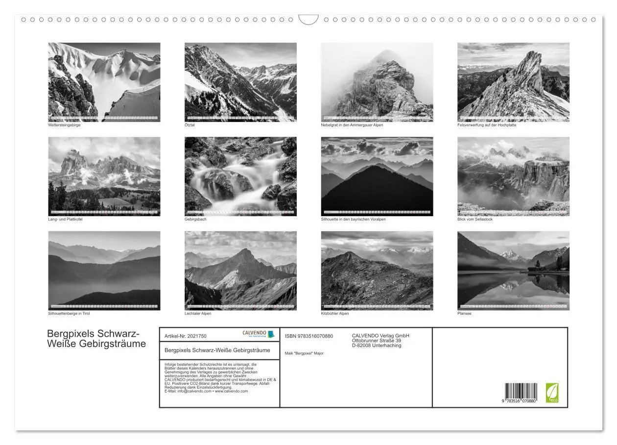 Bild: 9783516070880 | Bergpixels Schwarz-Weiße Gebirgsträume (Wandkalender 2026 DIN A2...