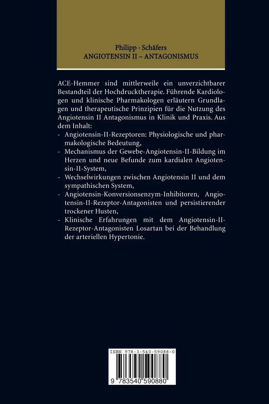 Rückseite: 9783540590880 | Angiotensin II - Antagonismus | Ein neuer Weg zur Hochdruckbehandlung