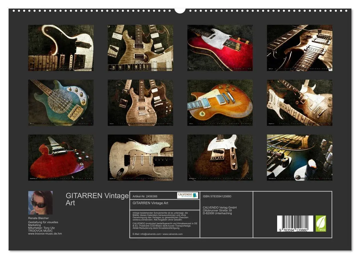 Bild: 9783594120880 | GITARREN Vintage Art (hochwertiger Premium Wandkalender 2027 DIN A2...