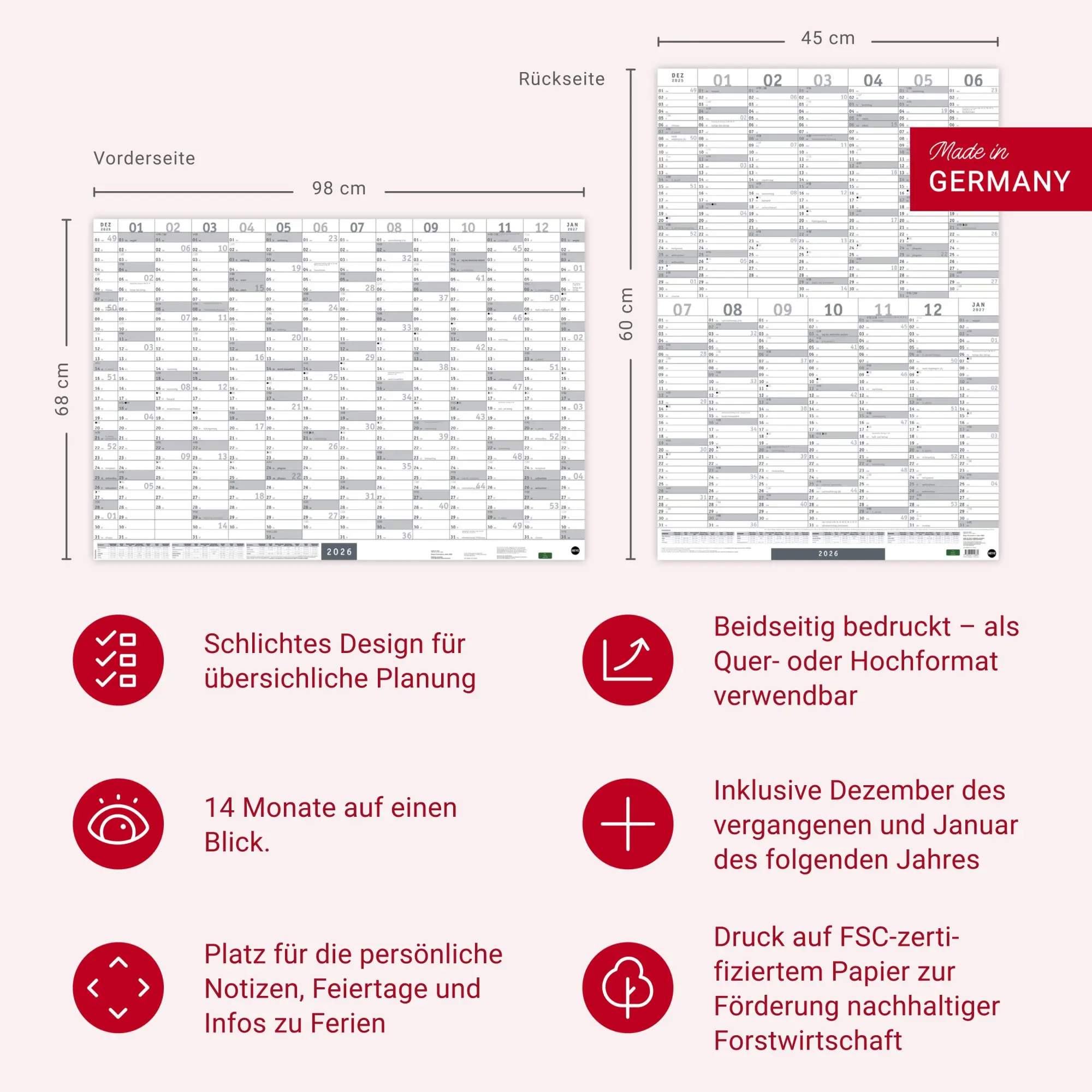 Bild: 9783756410880 | Mega-Posterplaner, silber 2026 | Heye | Kalender | Bürokalender Heye