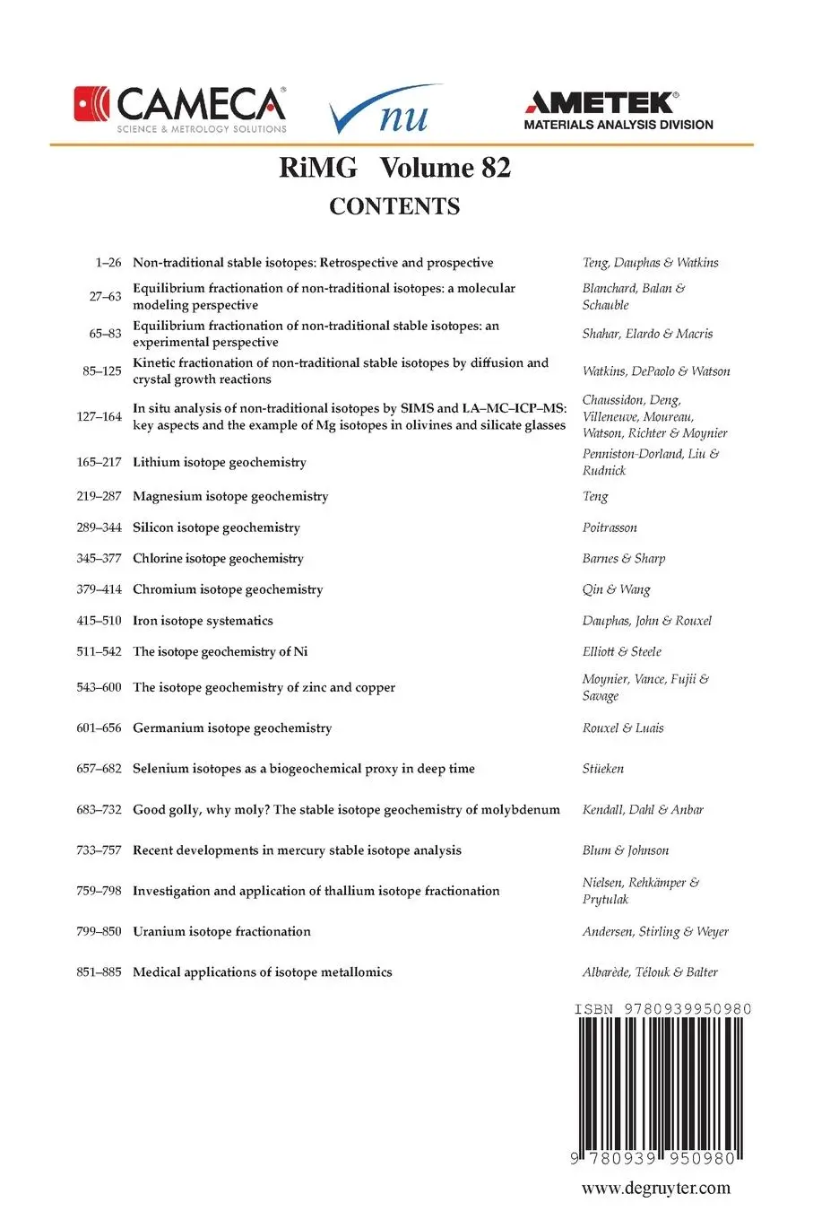 Rückseite: 9780939950980 | Non-Traditional Stable Isotopes | Fang-Zhen Teng (u. a.) | Taschenbuch