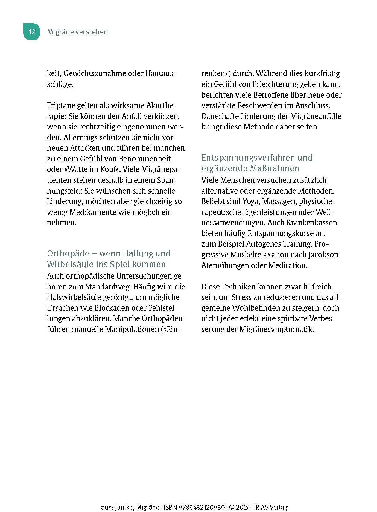 Bild: 9783432120980 | Naturheilpraxis Migräne | Kathrin-Lisa Junike | Taschenbuch | 132 S.