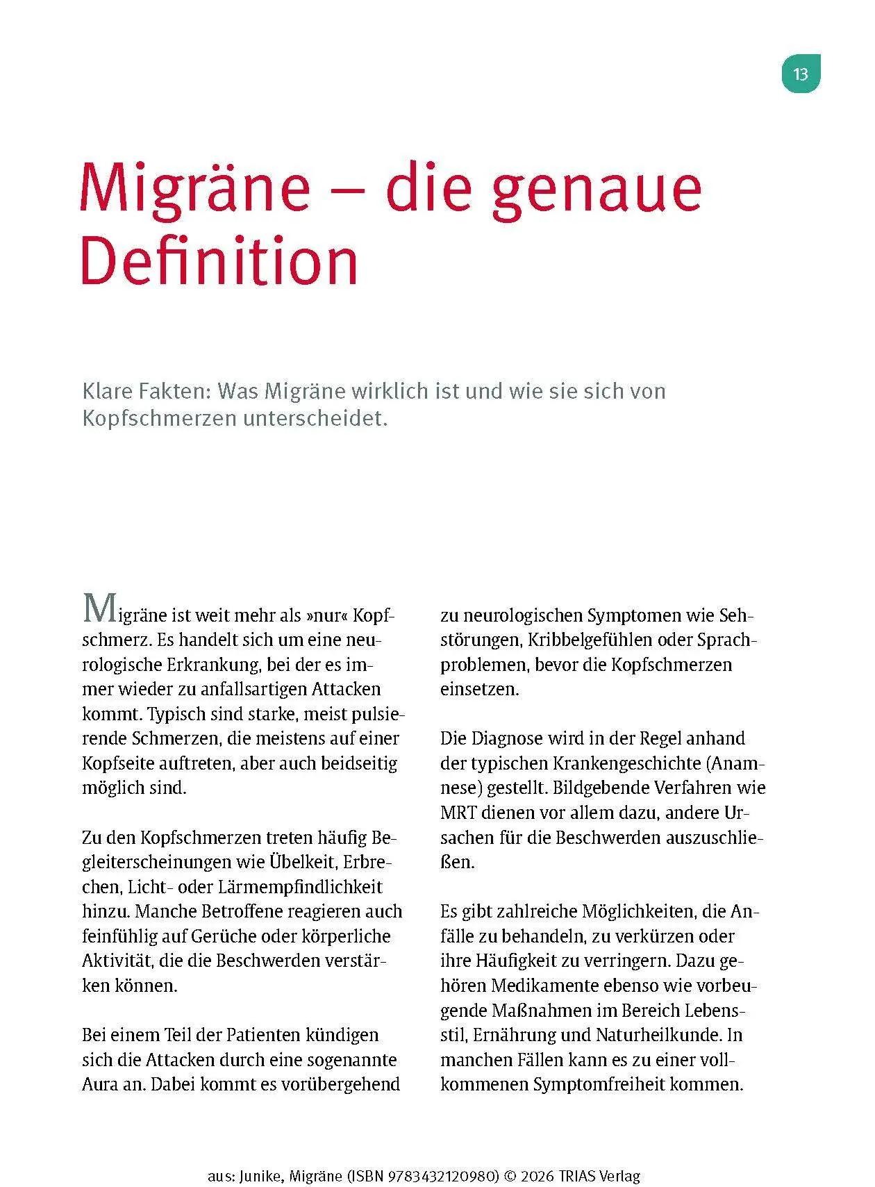 Bild: 9783432120980 | Naturheilpraxis Migräne | Kathrin-Lisa Junike | Taschenbuch | 132 S.