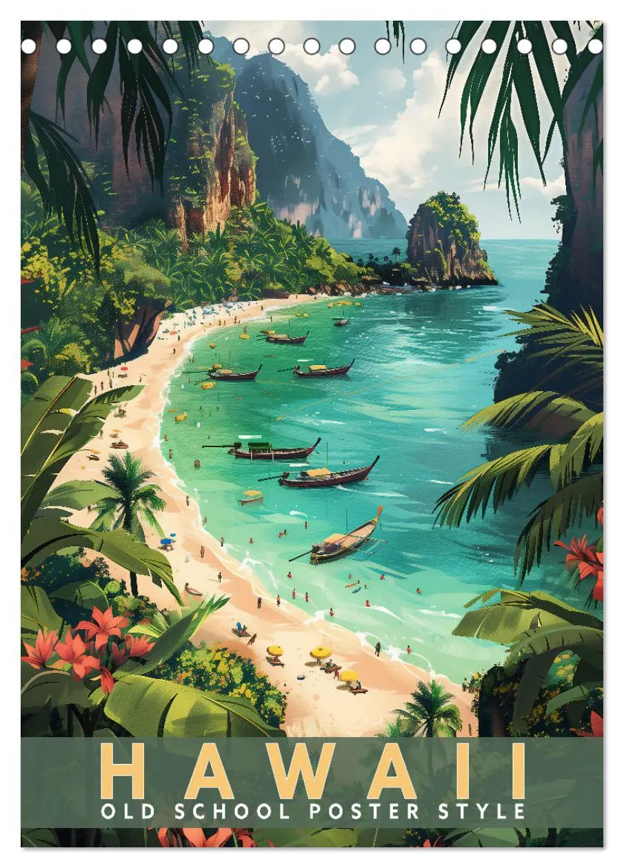 Cover: 9783457280980 | Hawaii - Old School Poster Style (Tischkalender 2026 DIN A5 hoch),...
