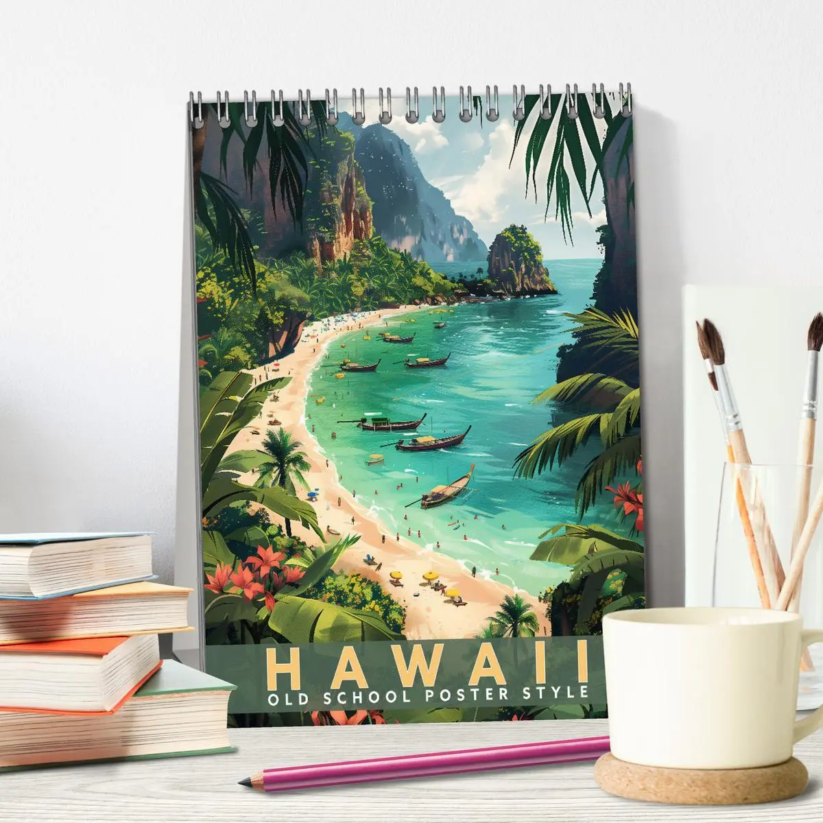 Bild: 9783457280980 | Hawaii - Old School Poster Style (Tischkalender 2026 DIN A5 hoch),...