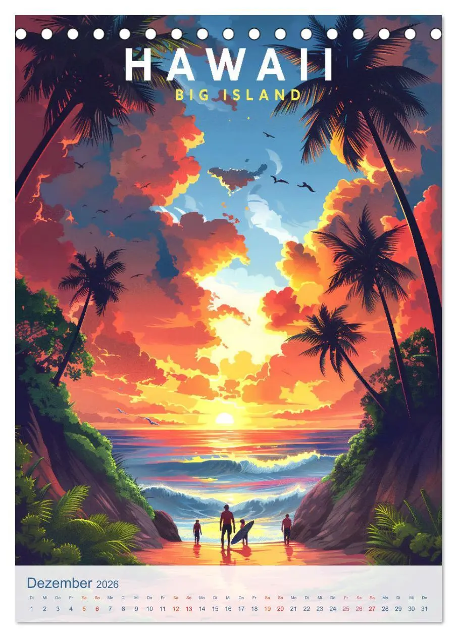 Bild: 9783457280980 | Hawaii - Old School Poster Style (Tischkalender 2026 DIN A5 hoch),...