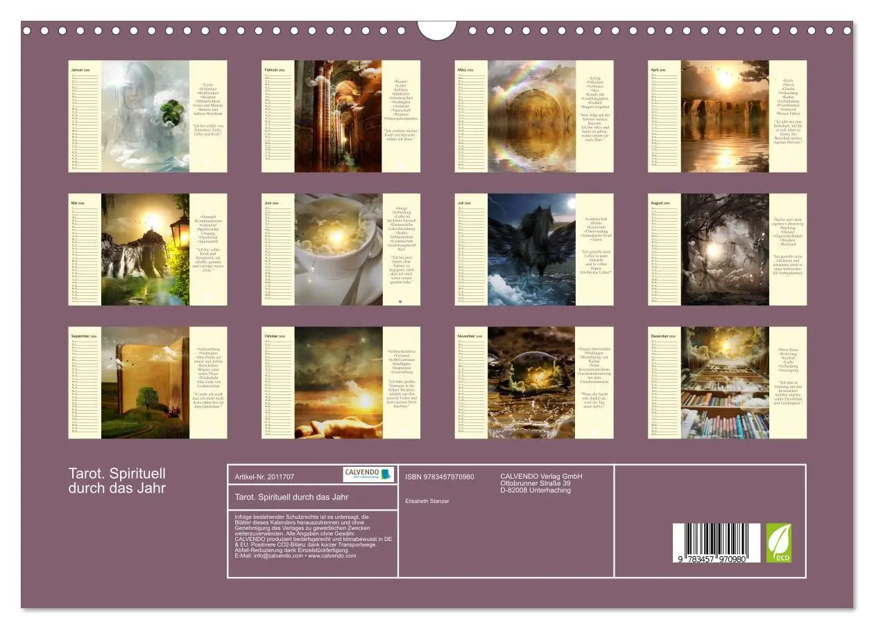 Bild: 9783457970980 | Tarot. Spirituell durch das Jahr (Wandkalender 2026 DIN A3 quer),...