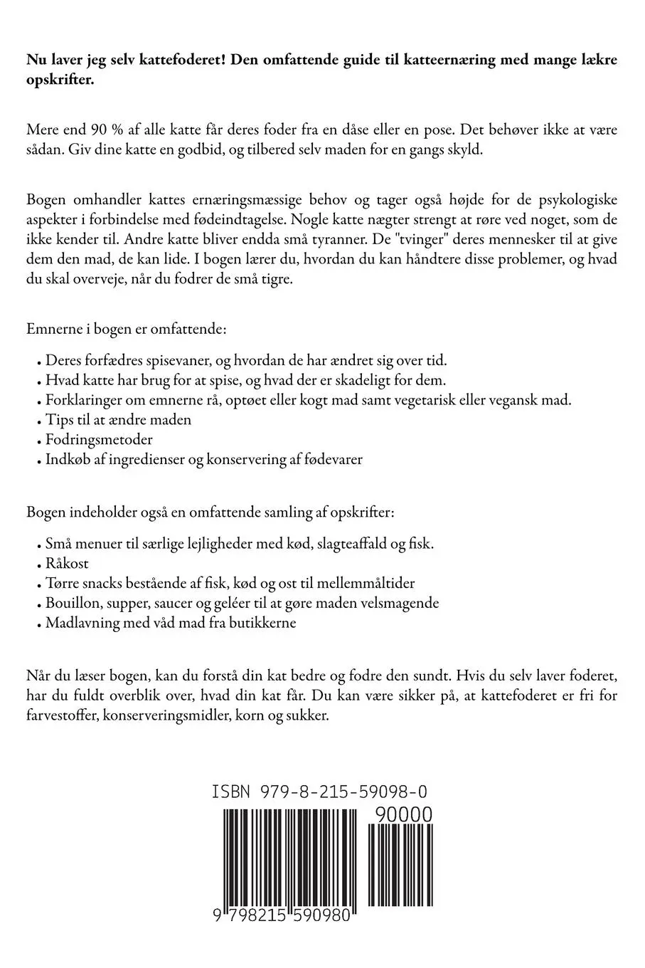 Rückseite: 9798215590980 | Ernæring af Katte | Kogebog til Katte, Lav dit Eget Kattefoder | Buch