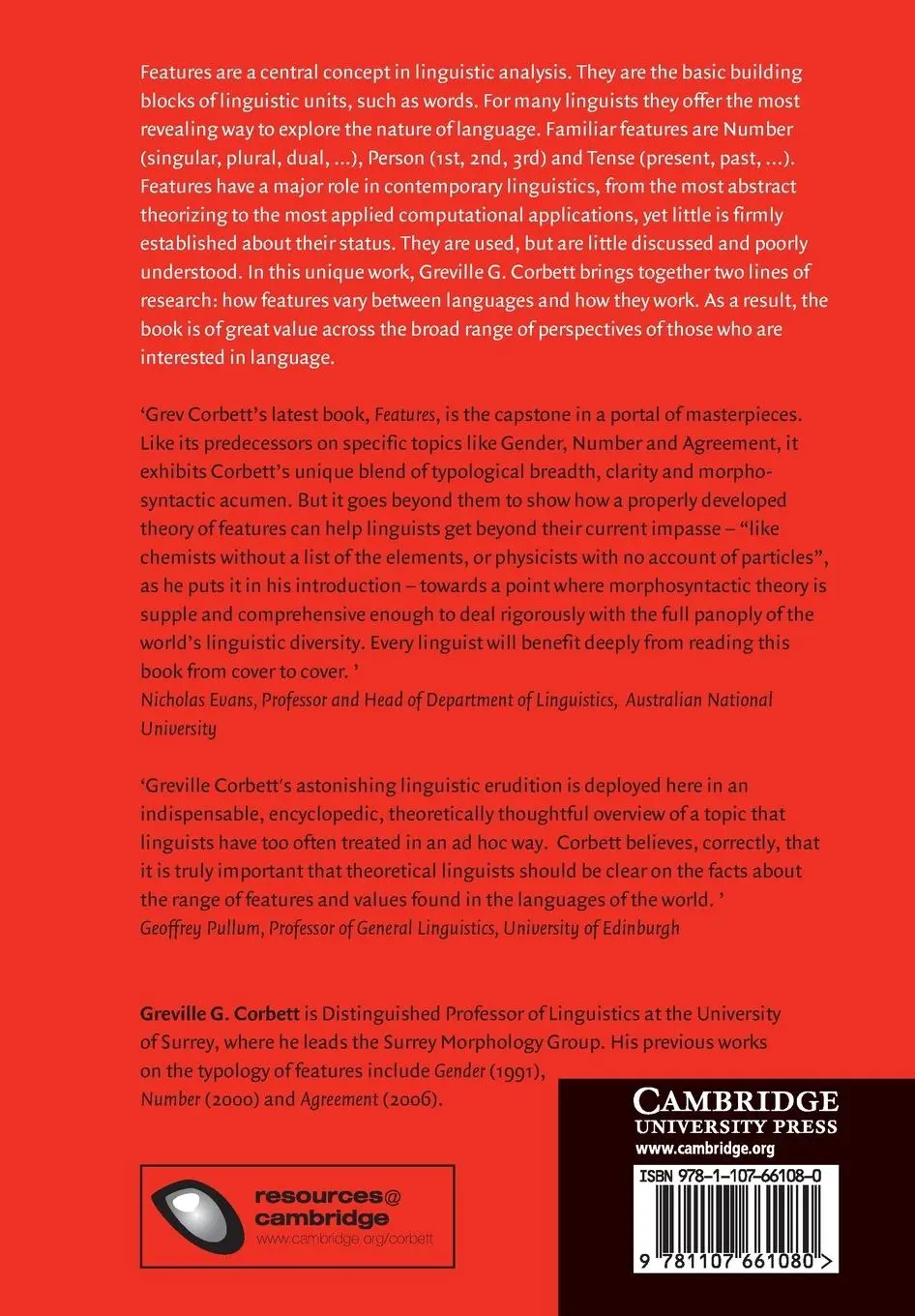 Rückseite: 9781107661080 | Features | Greville G. Corbett | Taschenbuch | Kartoniert / Broschiert