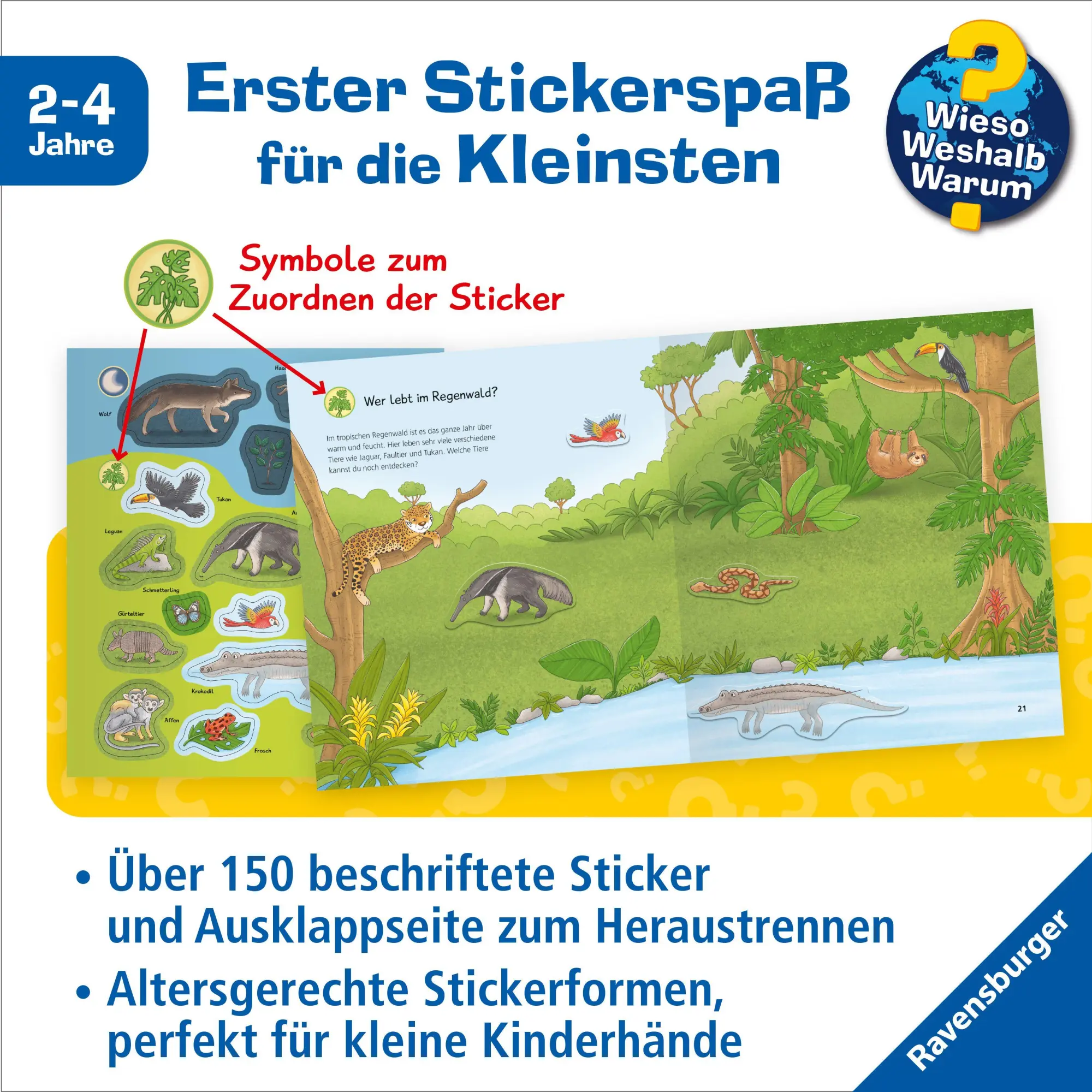 Bild: 9783473601080 | Wieso? Weshalb? Warum? junior Stickerheft - Tiere im Wald | Bougie