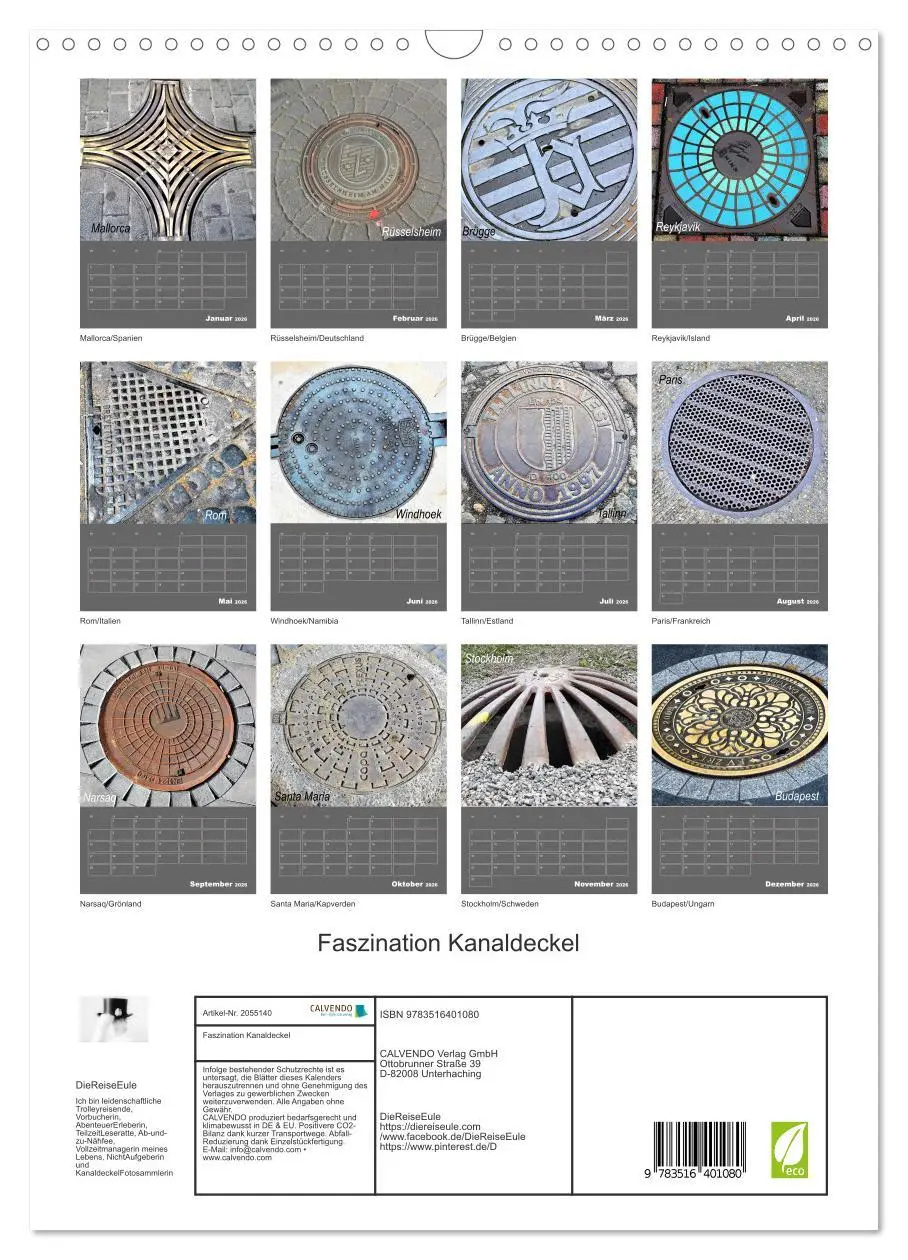 Bild: 9783516401080 | Faszination Kanaldeckel (Wandkalender 2026 DIN A3 hoch), CALVENDO...