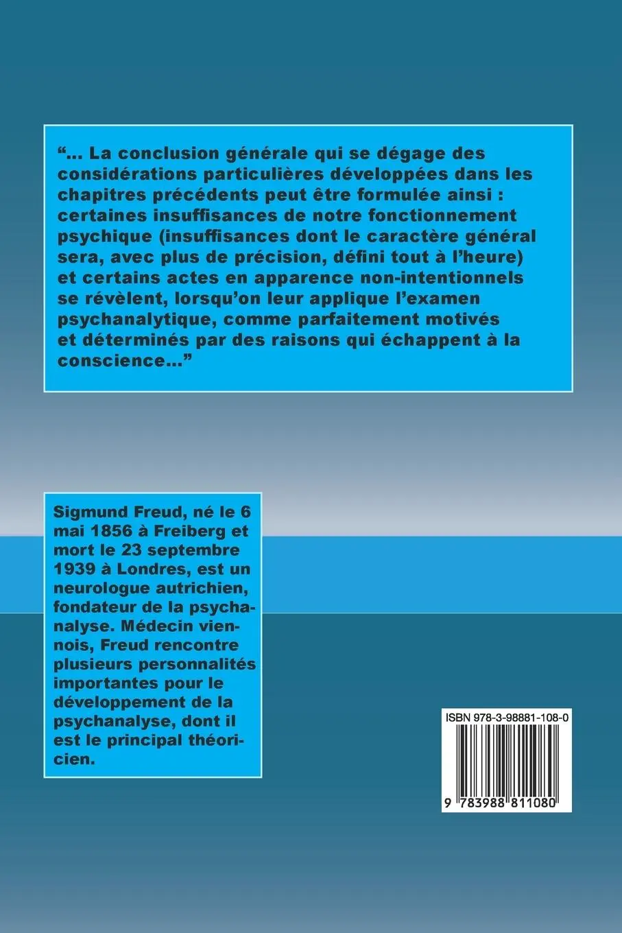 Rückseite: 9783988811080 | Psychopathologie de la vie quotidienne | Sigmund Freud | Taschenbuch