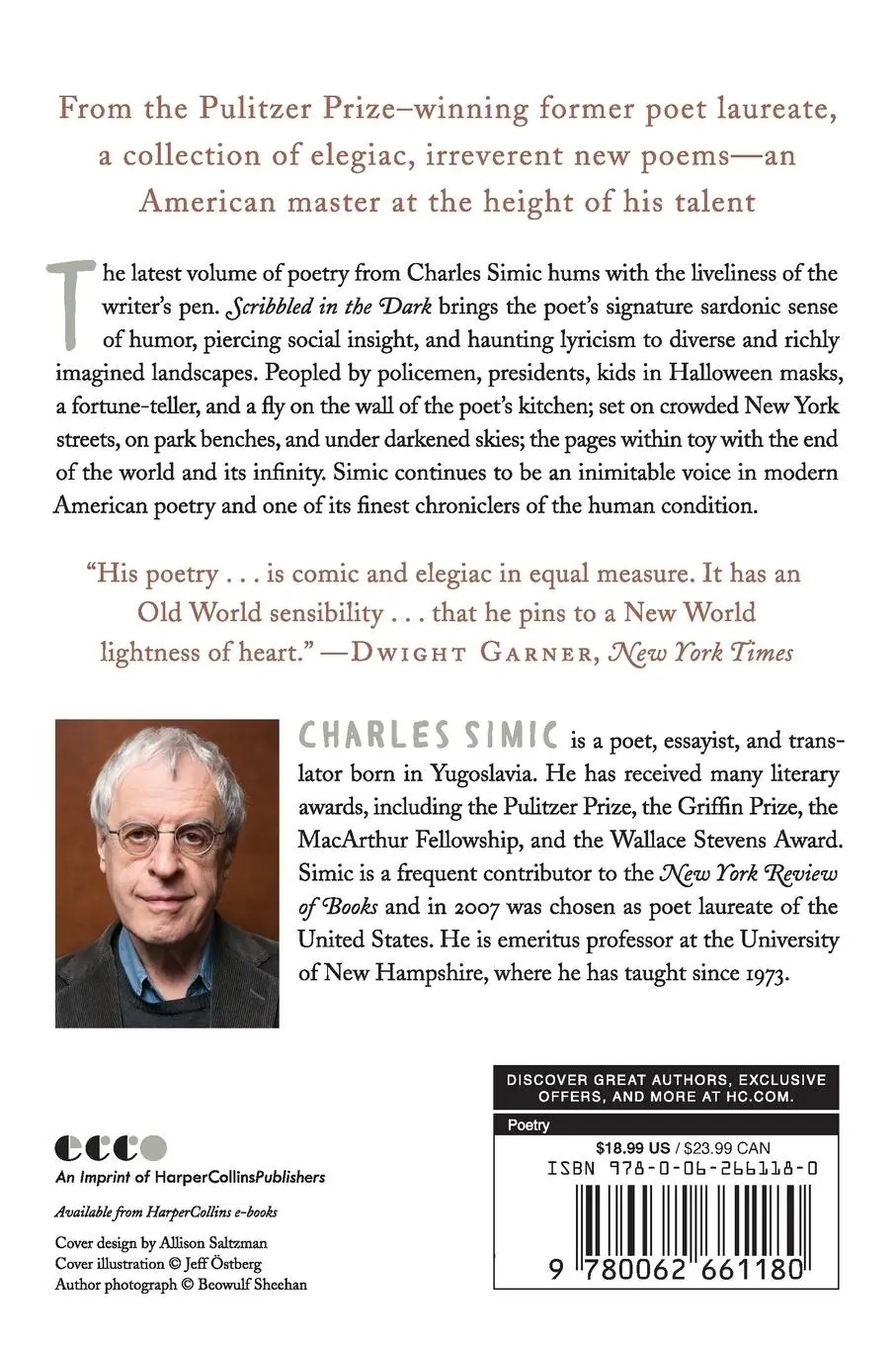 Rückseite: 9780062661180 | Scribbled in the Dark | Poems | Charles Simic | Taschenbuch | Englisch