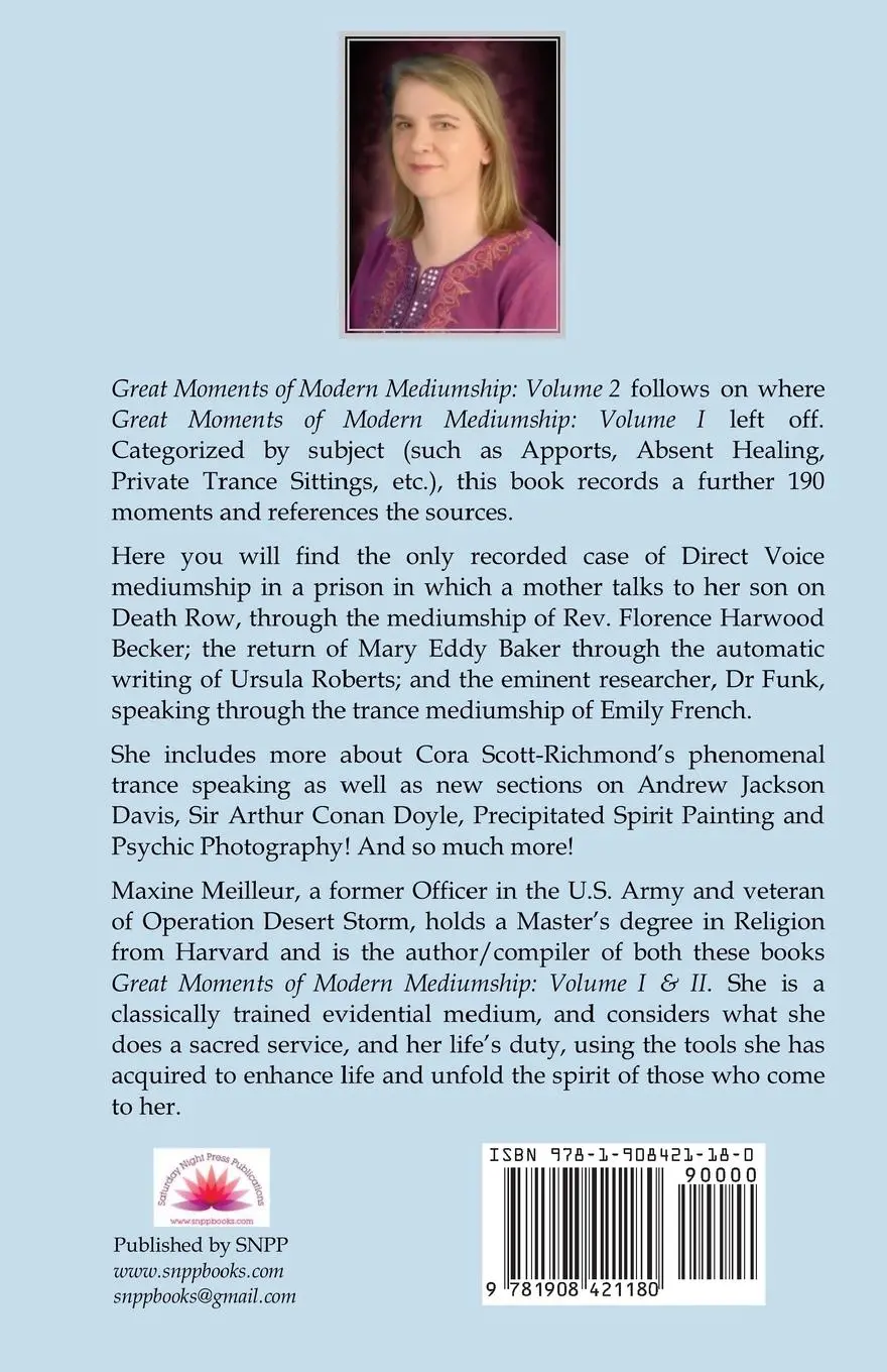Rückseite: 9781908421180 | Great Moments of Modern Mediumship | volume II | Maxine Meilleur