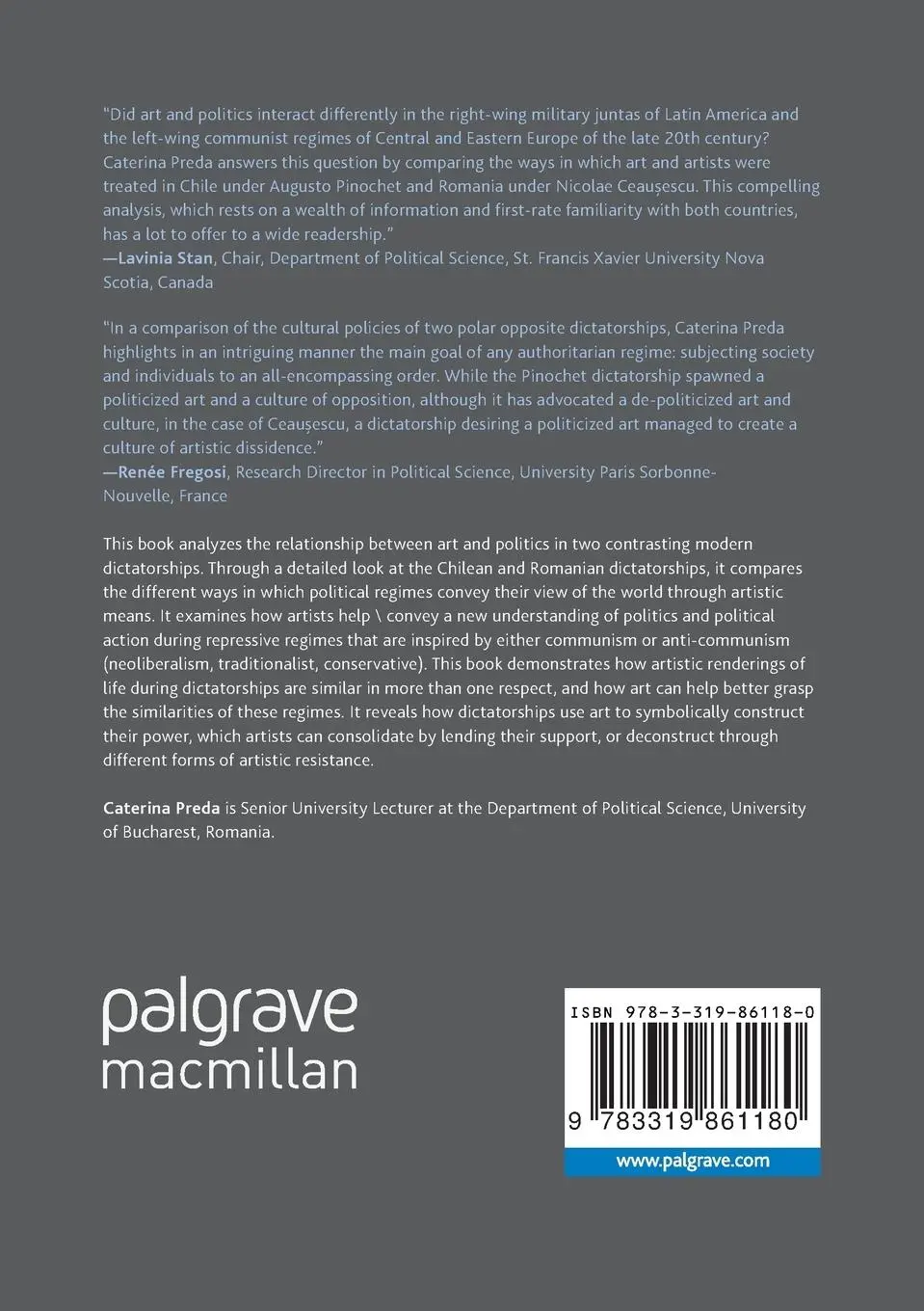 Rückseite: 9783319861180 | Art and Politics under Modern Dictatorships | Caterina Preda | Buch
