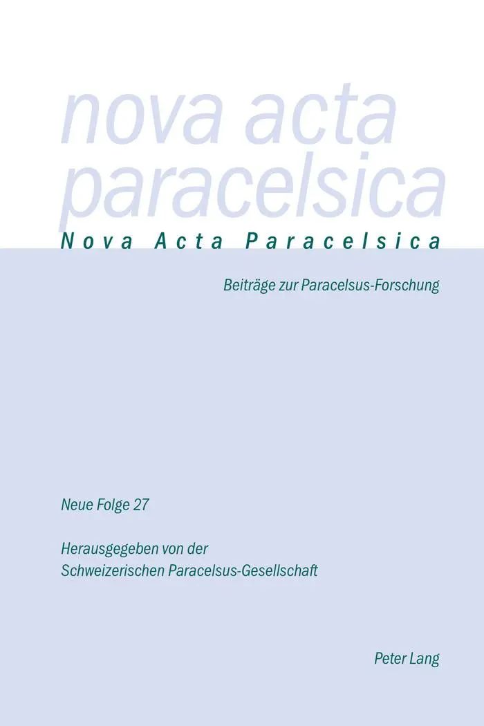 Cover: 9783034321280 | Nova Acta Paracelsica 27/2016 | Beiträge zur Paracelsus-Forschung