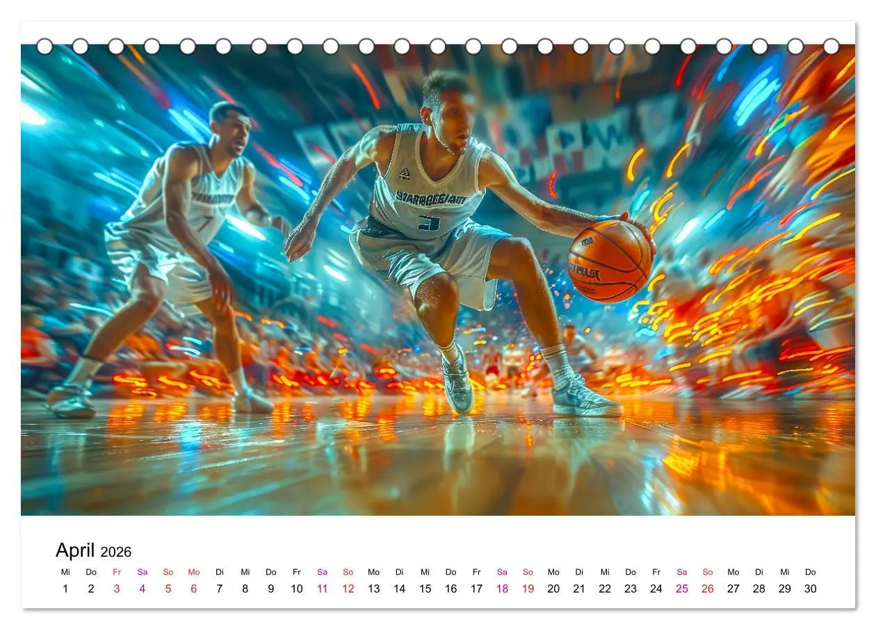 Bild: 9783457391280 | Basketball Erlebnisse (Tischkalender 2026 DIN A5 quer), CALVENDO...