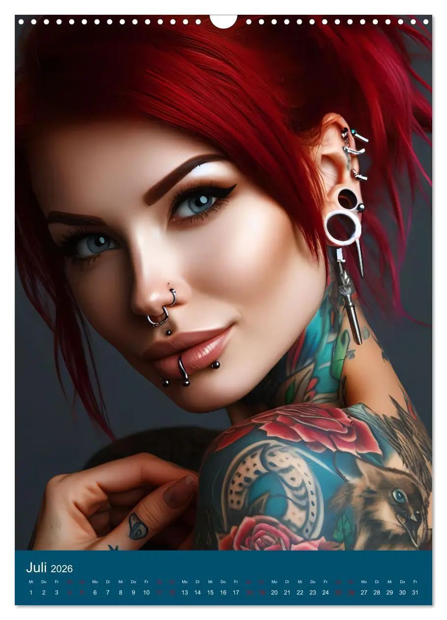 Bild: 9783516241280 | Tattoo und Piercing Women (Wandkalender 2026 DIN A3 hoch), CALVENDO...