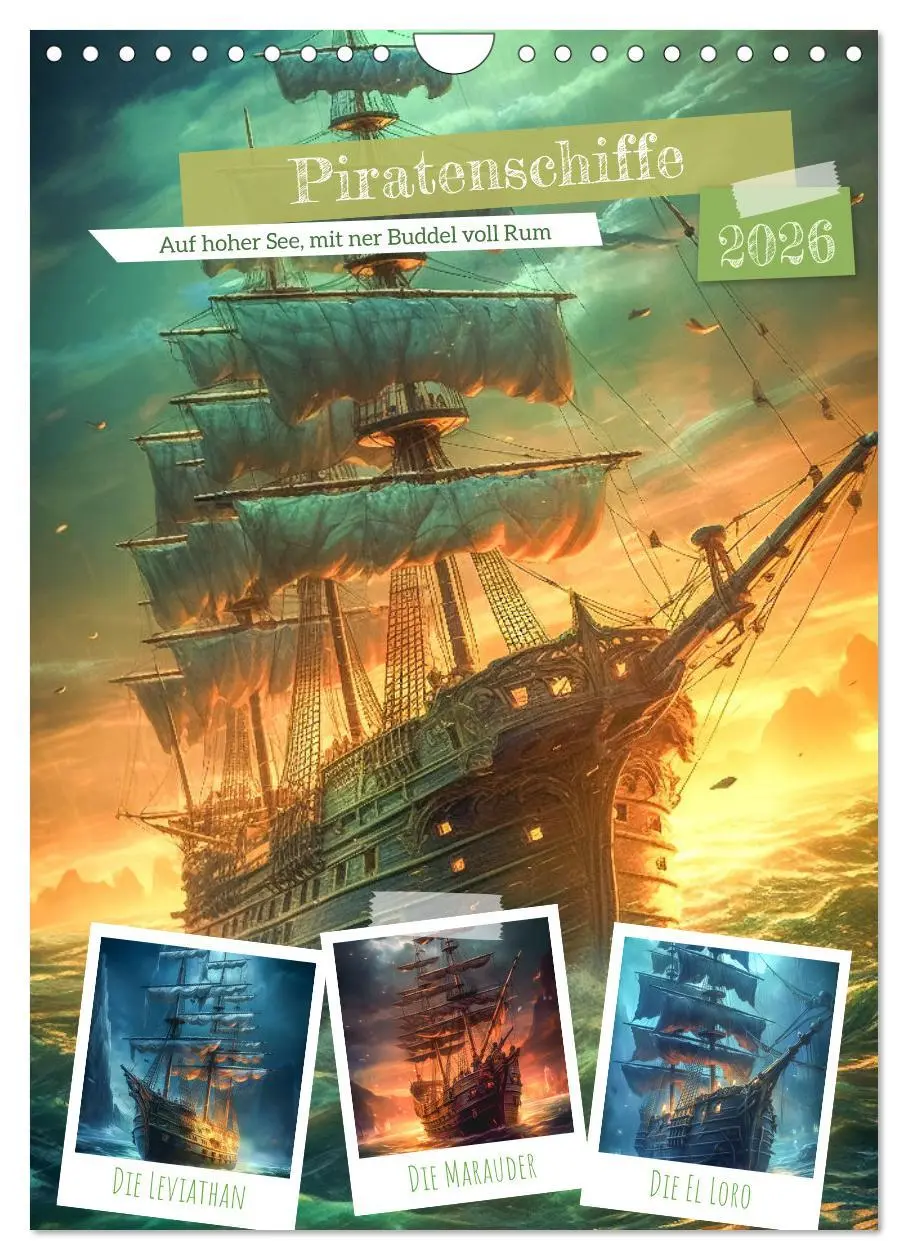 Cover: 9783516311280 | Piratenschiffe (Wandkalender 2026 DIN A4 hoch), CALVENDO...