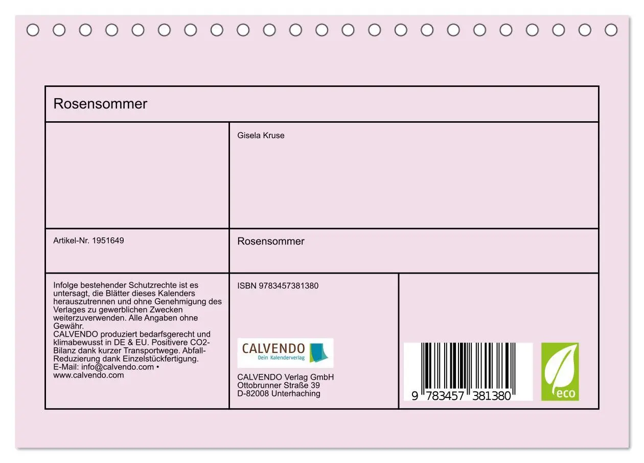 Bild: 9783457381380 | Rosensommer (Tischkalender 2026 DIN A5 quer), CALVENDO Monatskalender