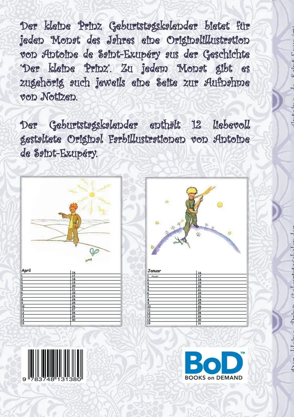 Rückseite: 9783748131380 | Der kleine Prinz - Geburtstagskalender | Saint-Exupéry (u. a.) | Buch