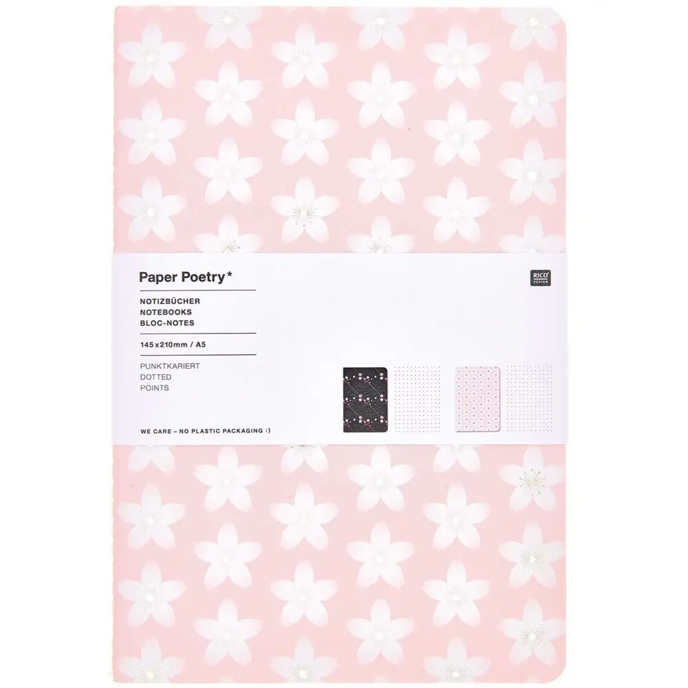 Notizbücher Sakura Sakura, DIN A5, rosa/schwarz FSC MIX