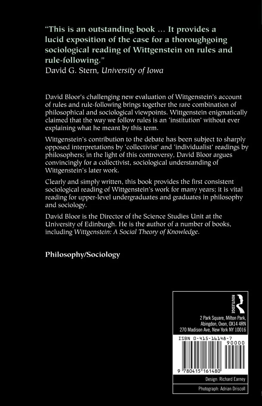 Rückseite: 9780415161480 | Wittgenstein, Rules and Institutions | David Bloor | Taschenbuch