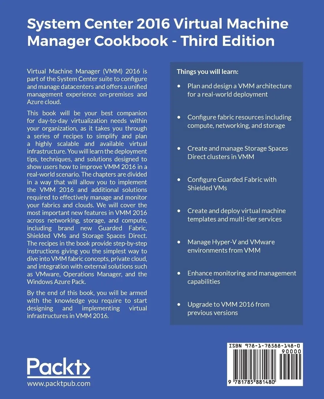 Rückseite: 9781785881480 | System Center 2016 Virtual Machine Manager Cookbook | Taschenbuch