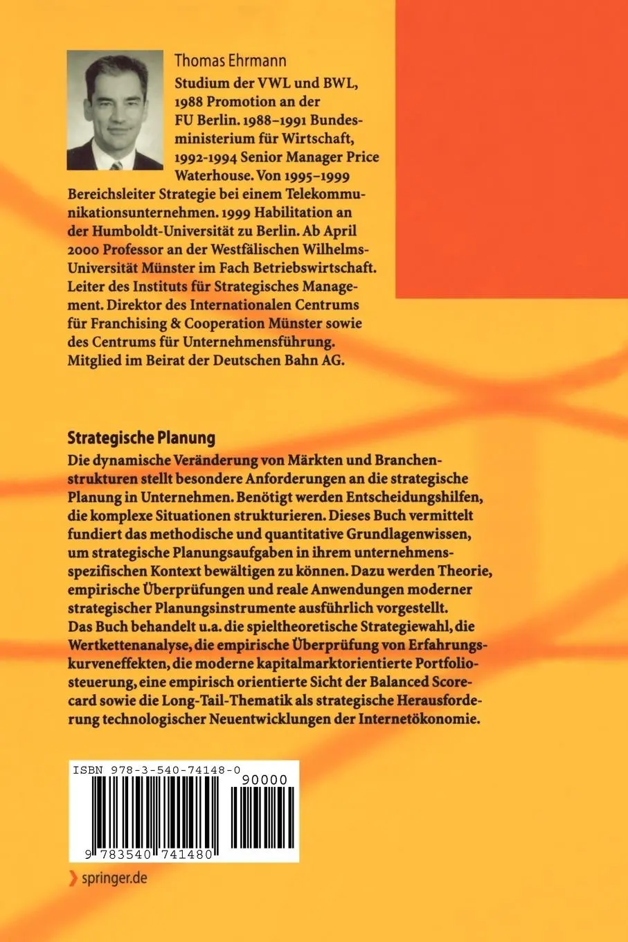 Rückseite: 9783540741480 | Strategische Planung | Methoden und Praxisanwendungen | Thomas Ehrmann