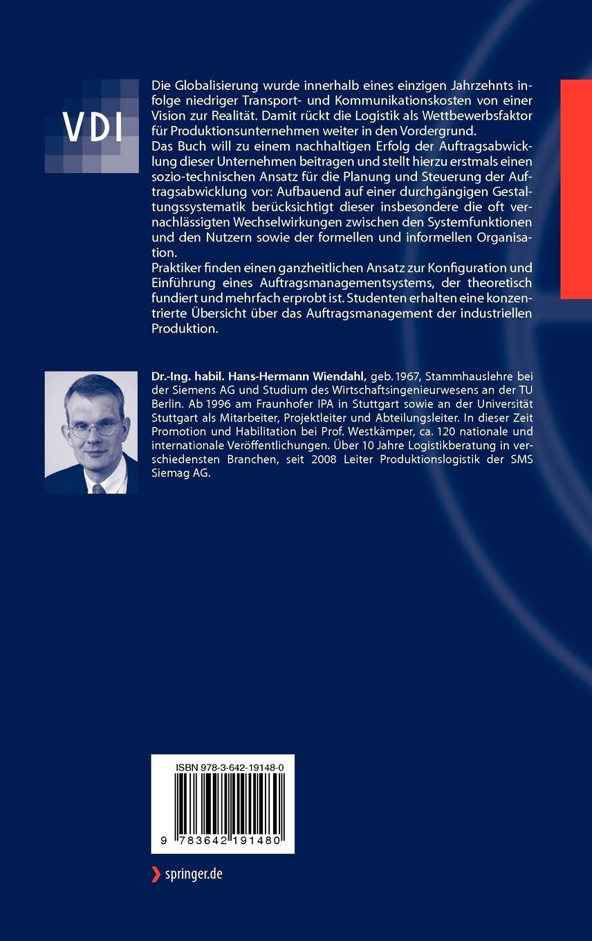 Rückseite: 9783642191480 | Auftragsmanagement der industriellen Produktion | Wiendahl | Buch