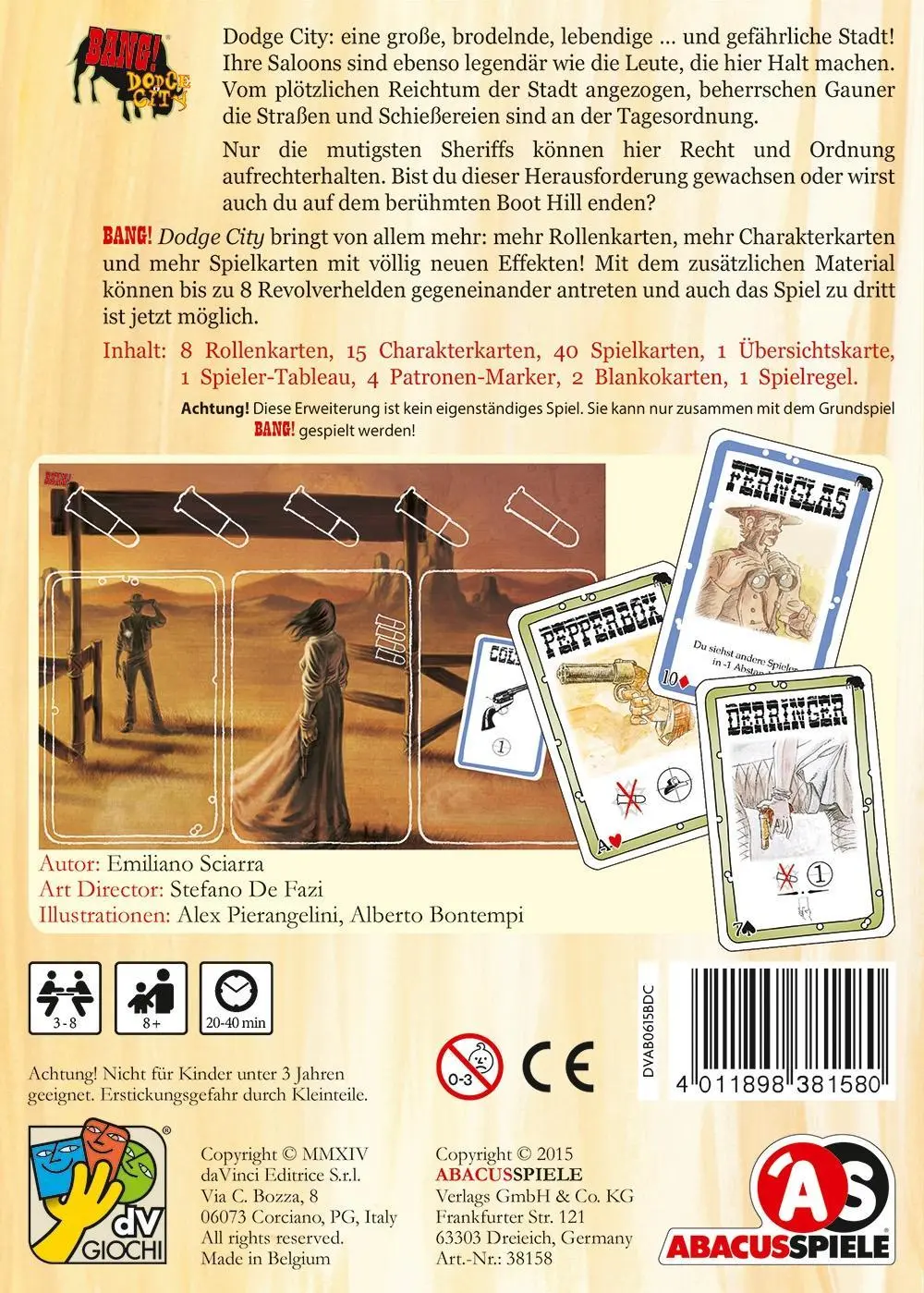 Bild: 4011898381580 | BANG! Dodge City Erweiterung | Emiliano Sciarra | Spiel | Brettspiel