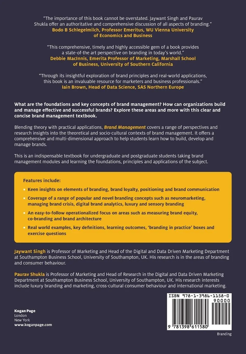 Rückseite: 9781398611580 | Brand Management | Principles and Applications for Effective Branding