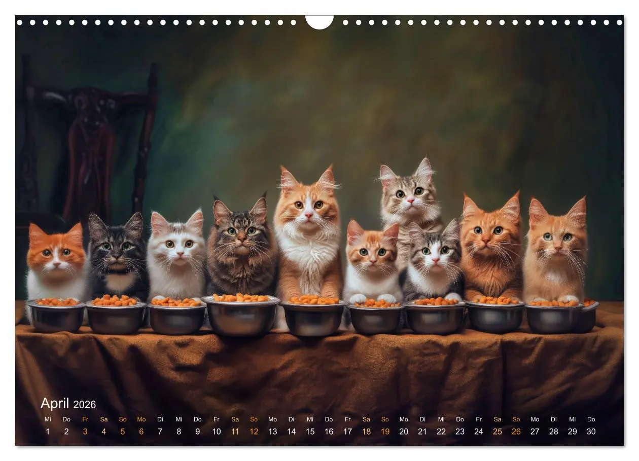 Bild: 9783457361580 | Katzenkunstwerke (Wandkalender 2026 DIN A3 quer), CALVENDO...
