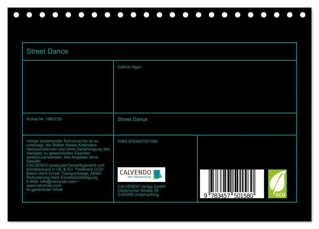 Bild: 9783457501580 | Street Dance (Tischkalender 2026 DIN A5 quer), CALVENDO Monatskalender