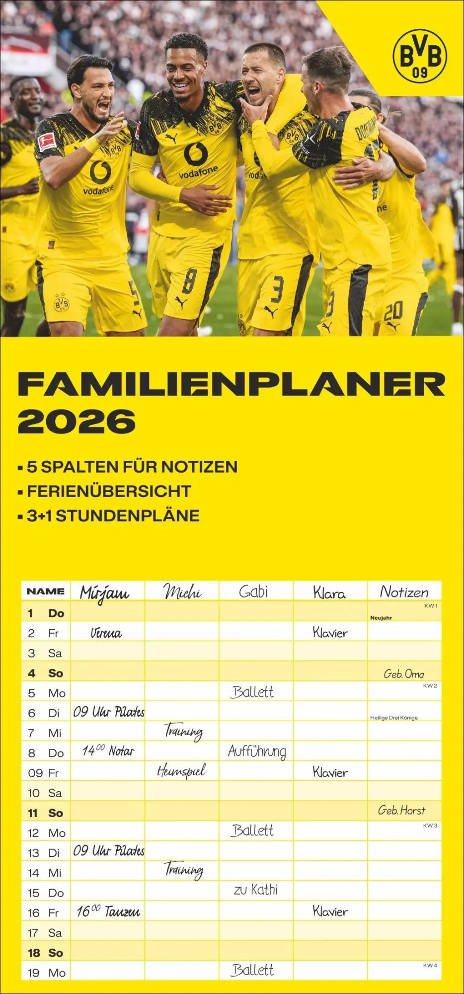 Cover: 9783756411580 | BVB Familienplaner 2026 | Heye | Kalender | Bundesliga Kalender Heye
