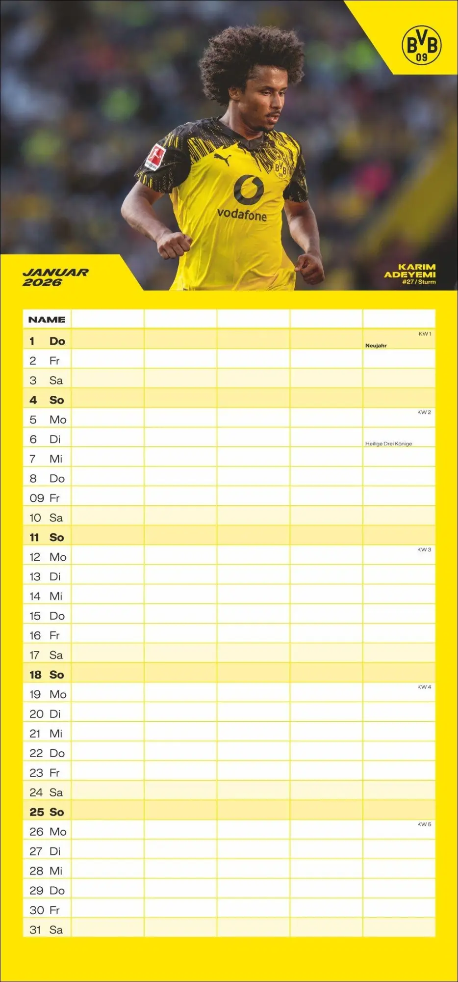 Bild: 9783756411580 | BVB Familienplaner 2026 | Heye | Kalender | Bundesliga Kalender Heye