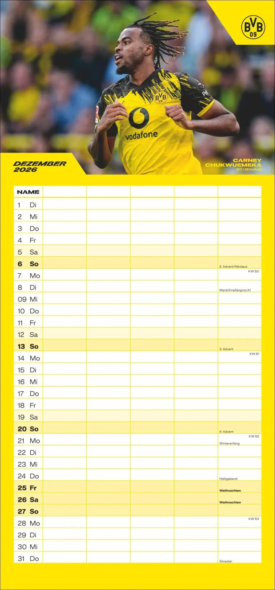 Bild: 9783756411580 | BVB Familienplaner 2026 | Heye | Kalender | Bundesliga Kalender Heye