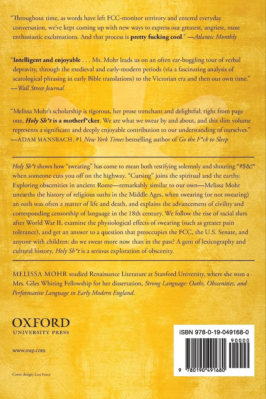 Rückseite: 9780190491680 | Holy Sh*t | A Brief History of Swearing | Melissa Mohr | Taschenbuch