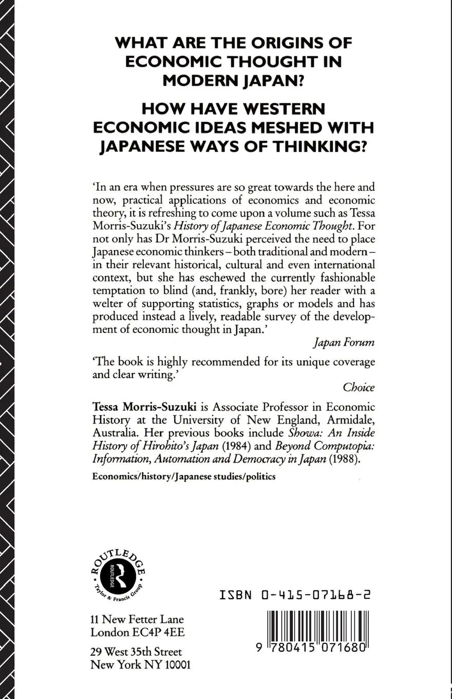 Rückseite: 9780415071680 | History of Japanese Economic Thought | Tessa Morris Suzuki | Buch