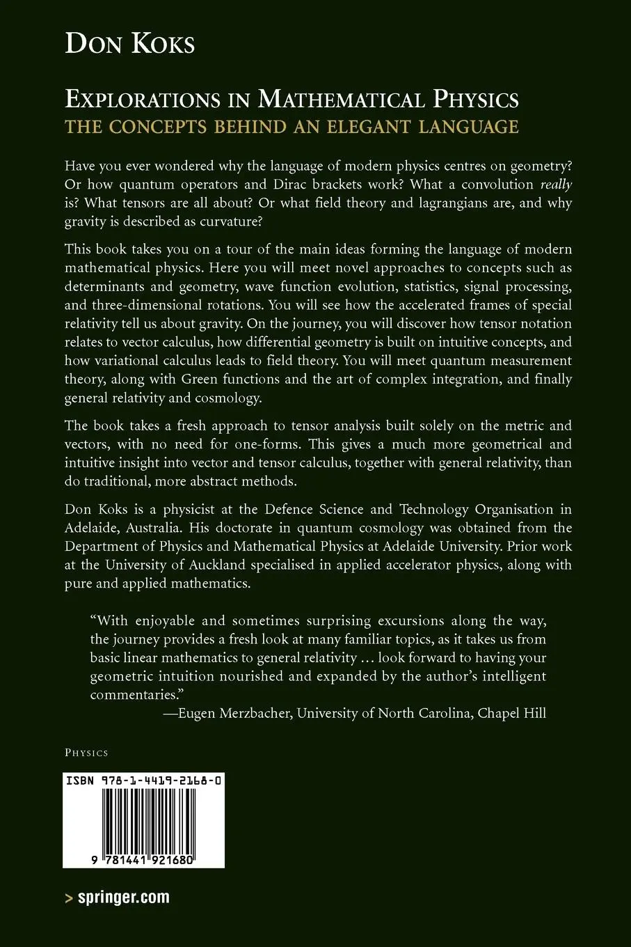 Rückseite: 9781441921680 | Explorations in Mathematical Physics | Don Koks | Taschenbuch | xv Rückseite: 9781441921680 | Explorations in Mathematical Physics | Don Koks | Taschenbuch | xv